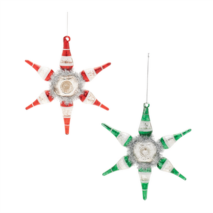 Vintage-Inspired Reflector Snowflake Ornaments – Set of 4