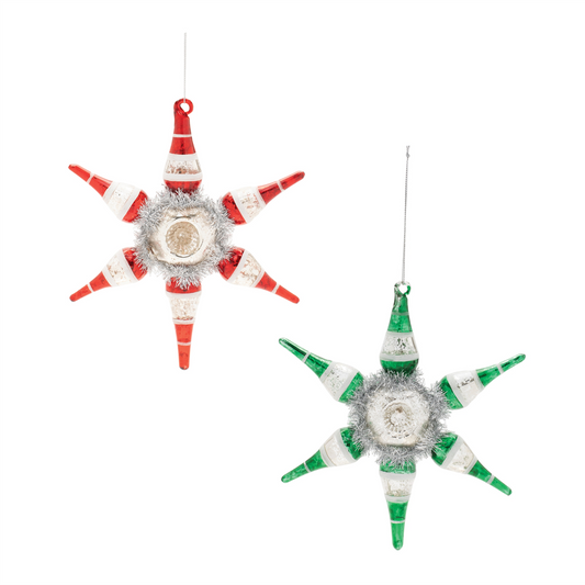 Vintage-Inspired Reflector Snowflake Ornaments – Set of 4