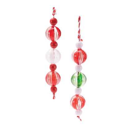 Striped Glass Mini Drop Ornaments – Set of 6