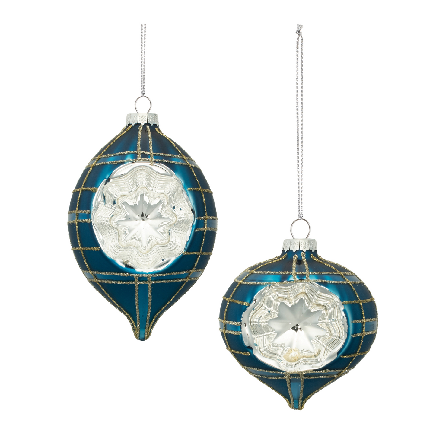 Plaid Glass Reflector Ornament (Set of 12)