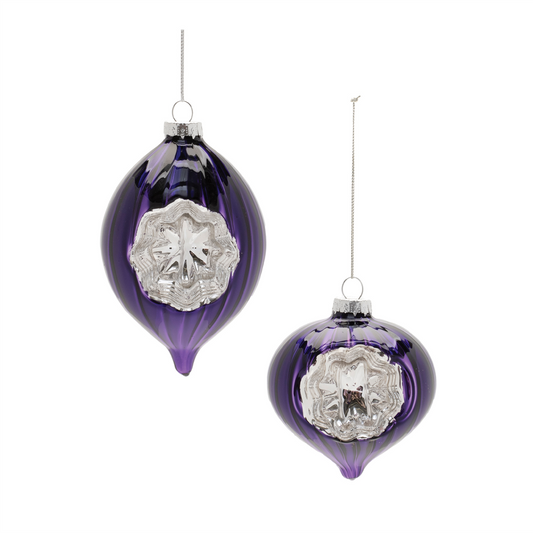 Purple Glass Reflector Ornaments – Set of 12