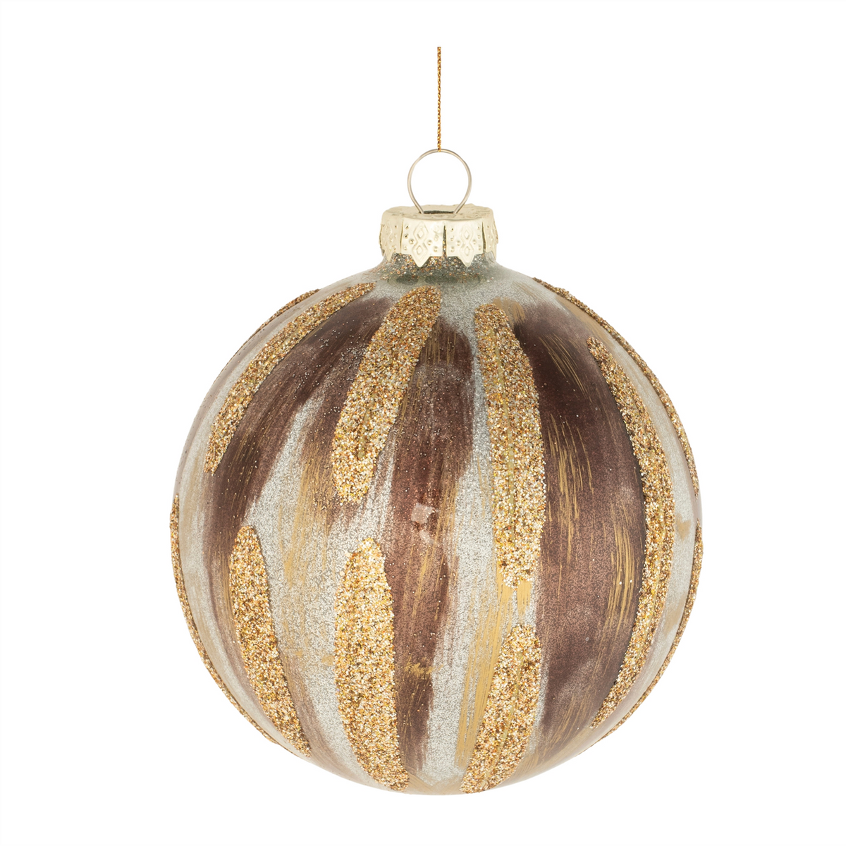Glitter Painted Glass Ball Ornament (Set of 6) -Ship Only