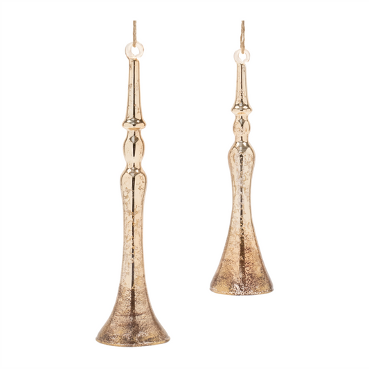 Horn Ornament (Set of 12) 8"H, 10"H Glass -Ship Only