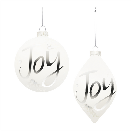 Frosted Glass Joy Ornament (Set of 6) -Ship Only