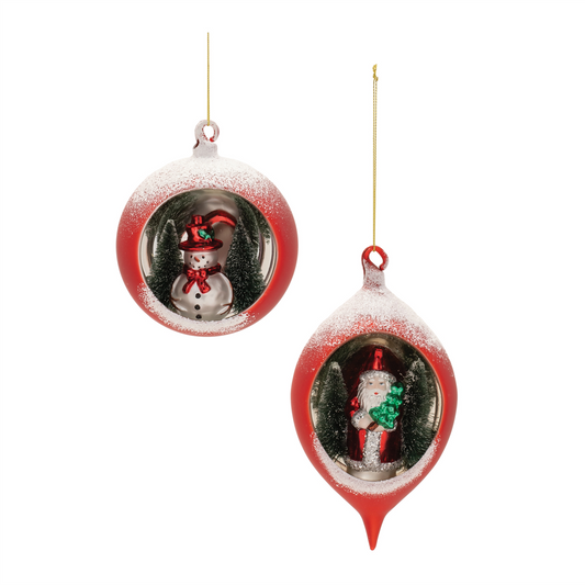 Mercury Glass Ornament with Pine Trees (Set of 6) -Ship Only