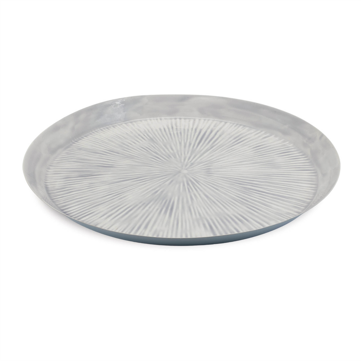 Round Etched Metal Tray 13.5"D -Ship Only