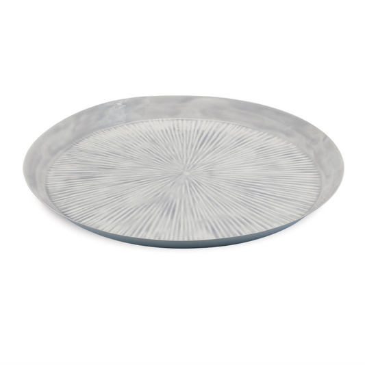 Round Etched Metal Tray 13.5"D -Ship Only