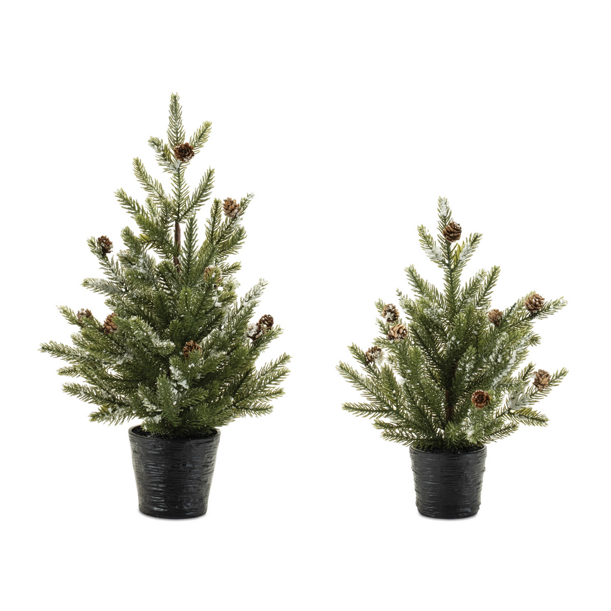 Potted Mini Pine Tree (Set of 2) 15"H, 20"H Plastic -Ship Only
