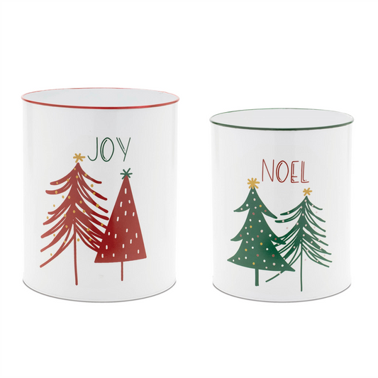 Joy and Noel Container (Set of 2) 7"D x 8.5"H, 8"D x 9.5"H Iron -Ship Only