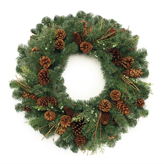 Mixed Pine and Pinecone Wreath 32"D -Ship Only