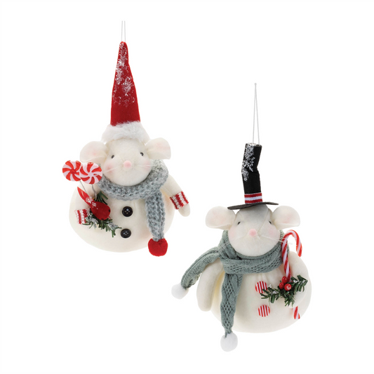 Mouse Ornament (Set of 12) 6.5"H, 7.5"H Polyester -Ship Only