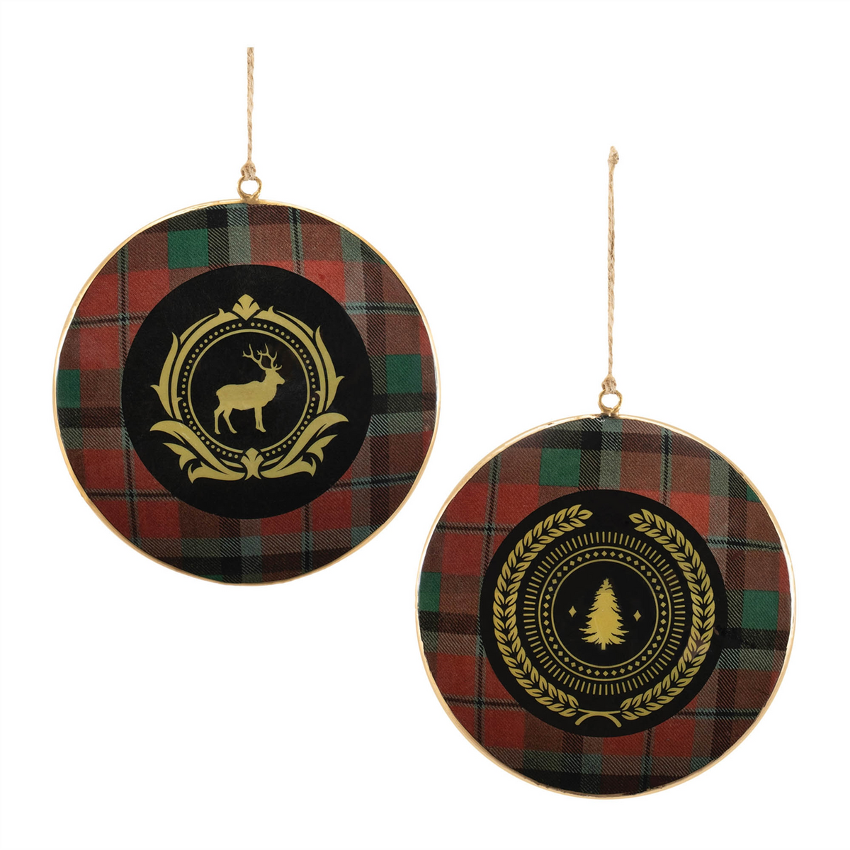 Plaid Disc Ornament (Set of 6) 6”H Iron -Ship Only