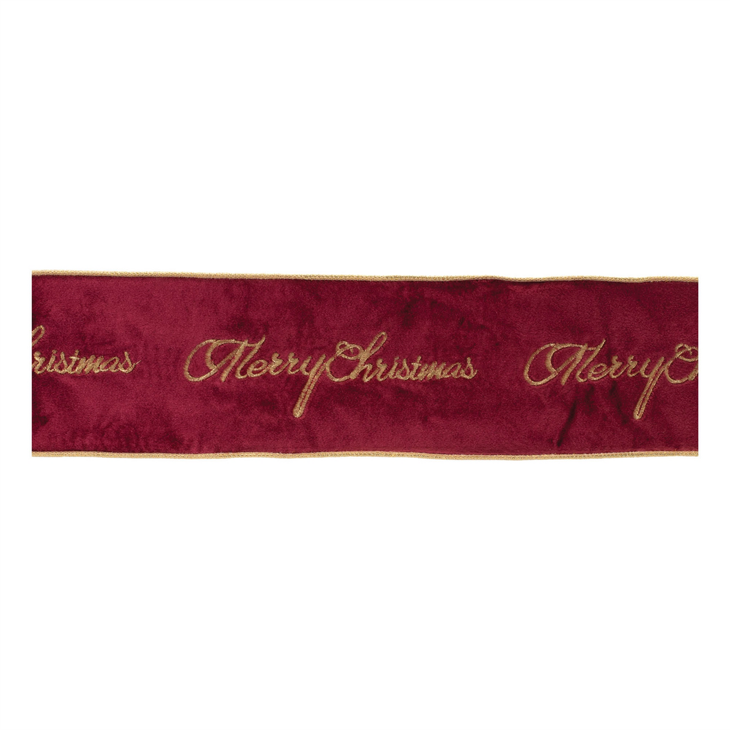 Embroidered Merry Christmas Wired Ribbon 4" x 5 Yds.