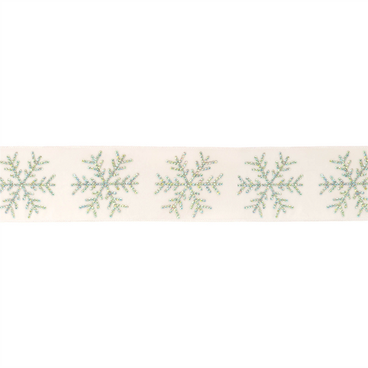 Jeweled Snowflake Wired Ribbon 4" x 5 Yds. -Ship Only