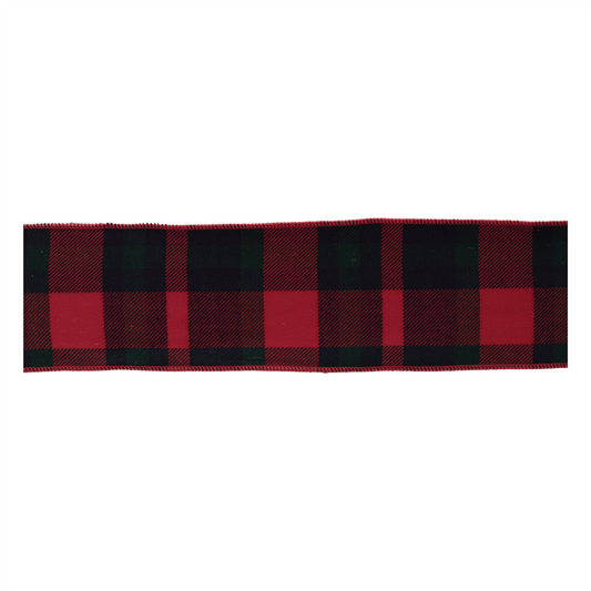 Red and Black Plaid Wired Ribbon (Set of 2) -Ship Only