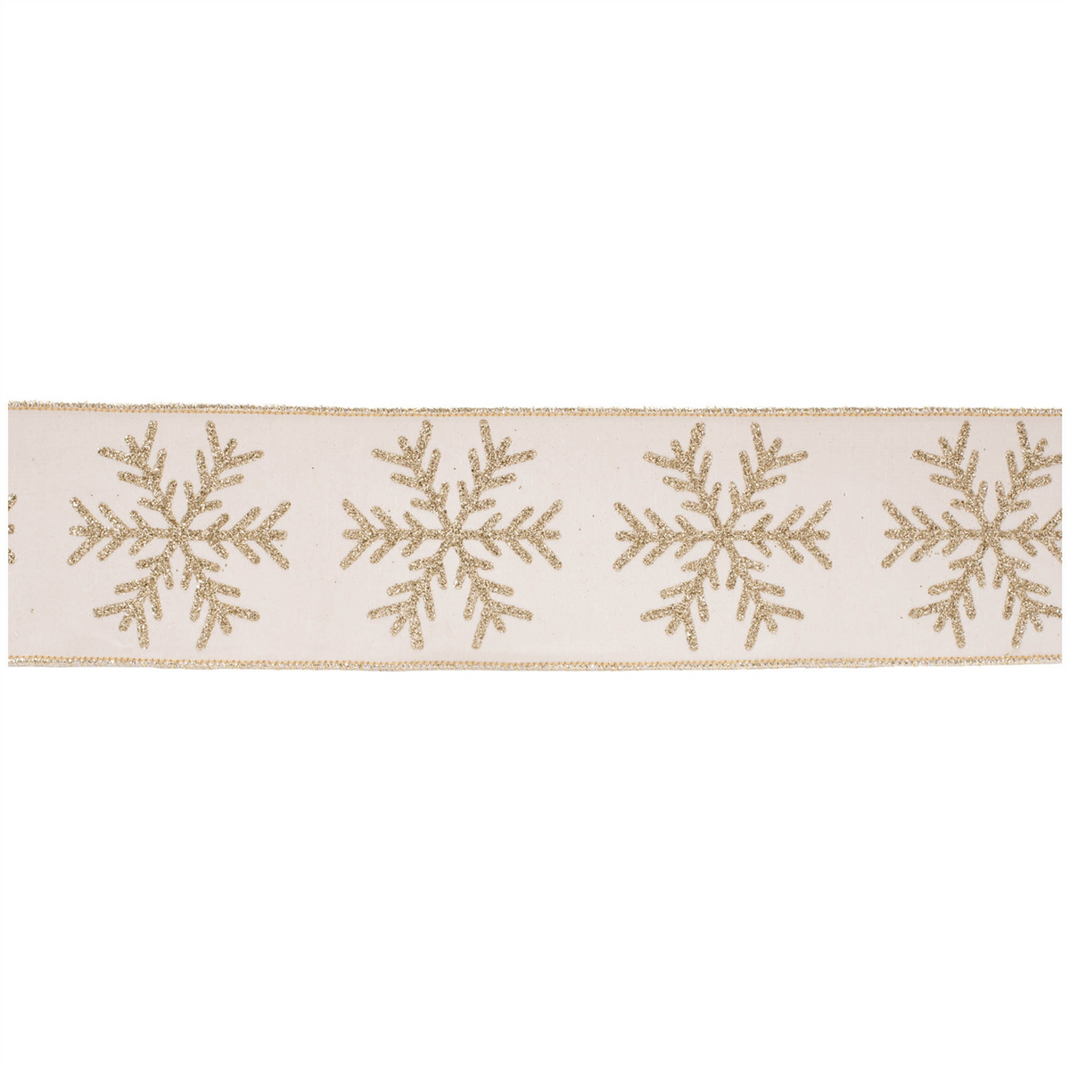 Glittered Snowflake Wired Ribbon 4" x 5 Yds.