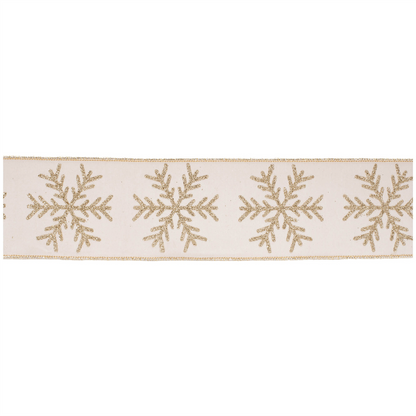 Glittered Snowflake Wired Ribbon 4" x 5 Yds.