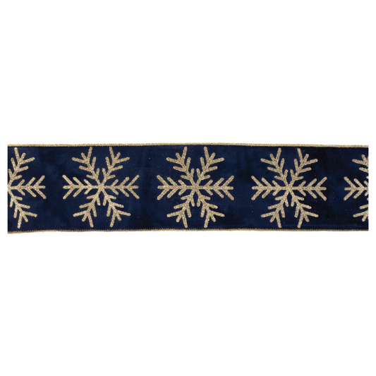 Glittered Snowflake Wired Ribbon 4" x 5 Yds. -Ship Only
