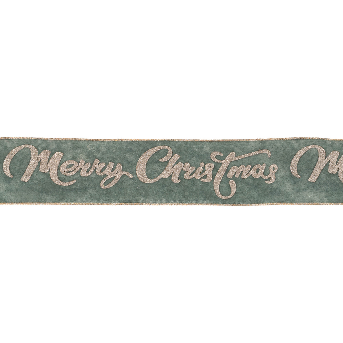 Glittered Merry Christmas Wired Ribbon 4" x 5 Yds. -Ship Only