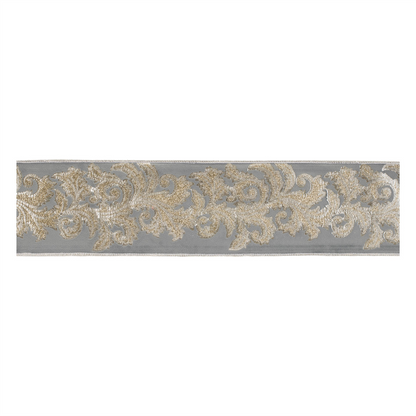 Embroidered Damask Wired Ribbon 4" x 5 Yds.