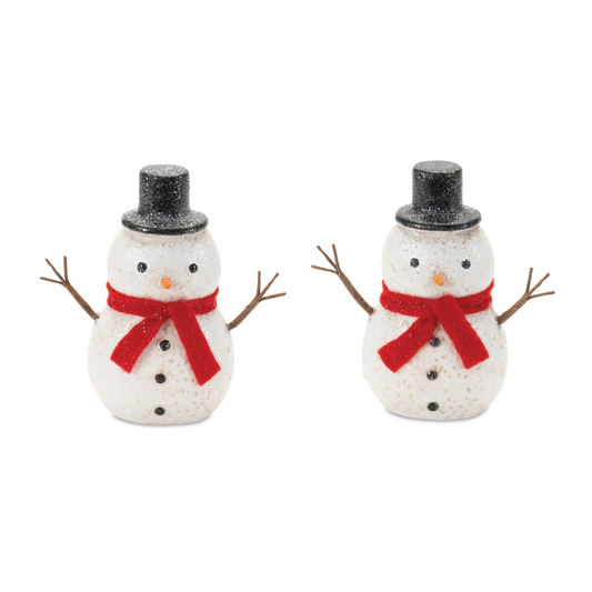 Glittered Snowman Figurine (Set of 6) -Ship Only
