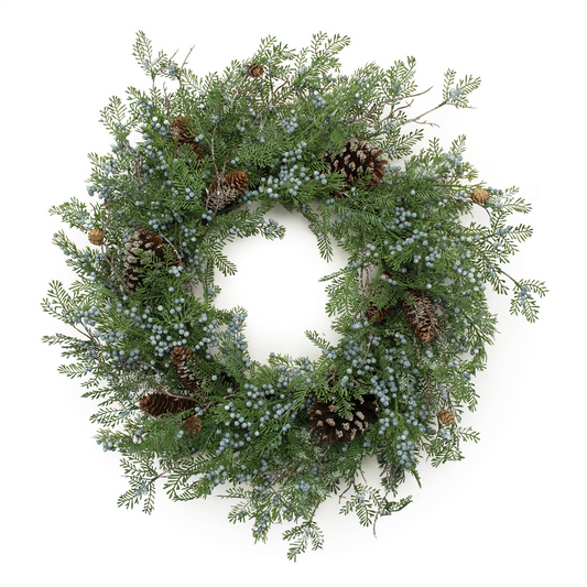 Mixed Juniper Wreath 26”D Plastic -Ship Only