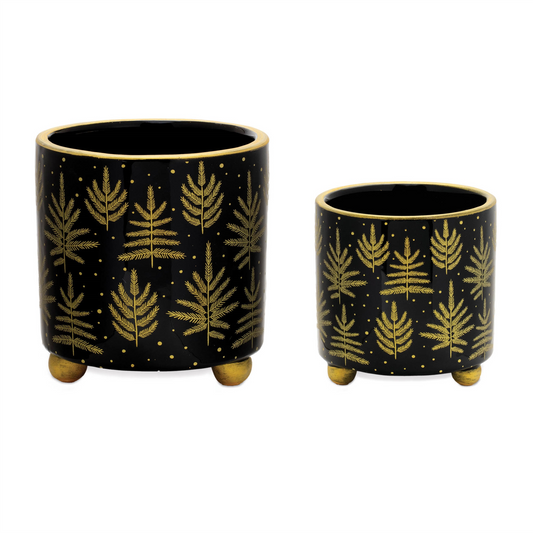 Footed Pine Tree Planter (Set of 2) -Ship Only