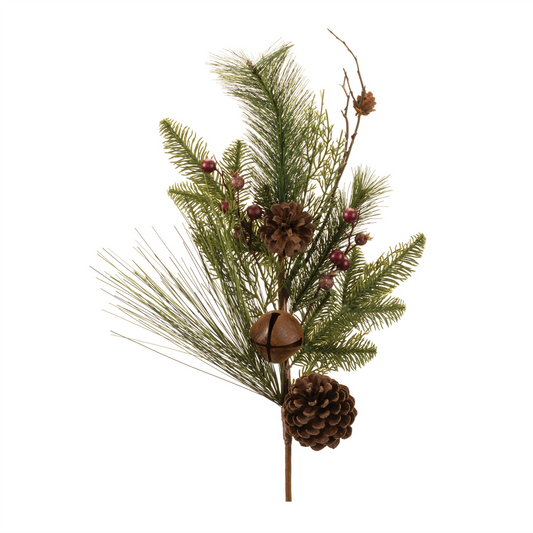 Pine w/Bell Spray (Set of 2) 28.5”H Plastic/Styrofoam/Metal -Ship Only