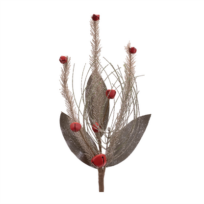 Glittered Pine and Sleigh Bell Spray (Set of 6)