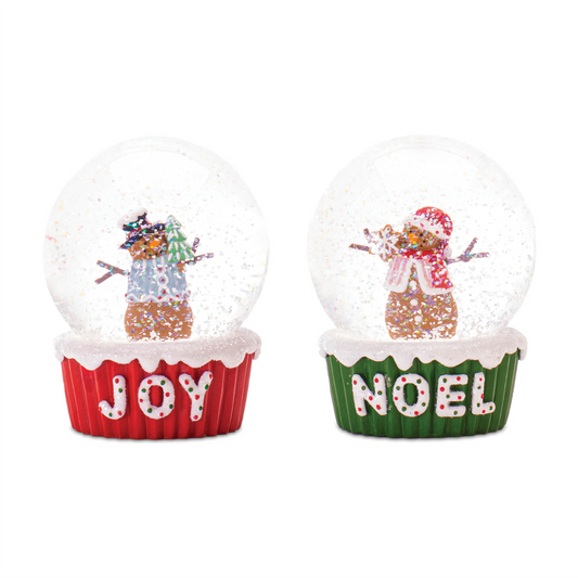 Gingerbread Snowman Snow Globe (Set of 2) -Ship Only