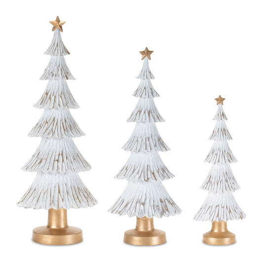Carved Winter Christmas Tree (Set of 3) -Ship Only