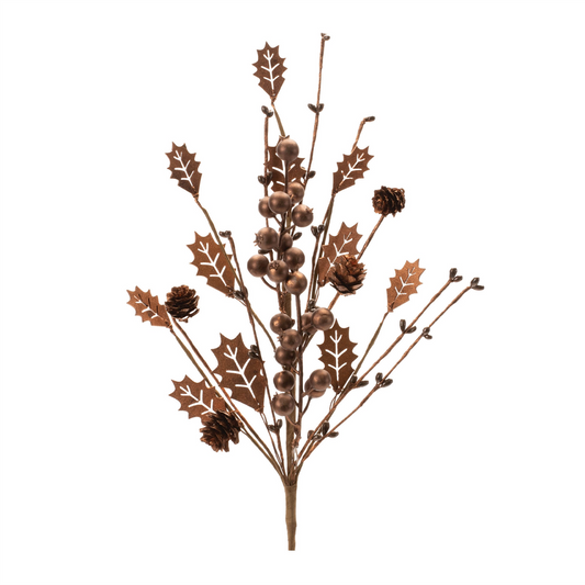 Mixed Holly Berry Pinecone Spray (Set of 6) -Ship Only