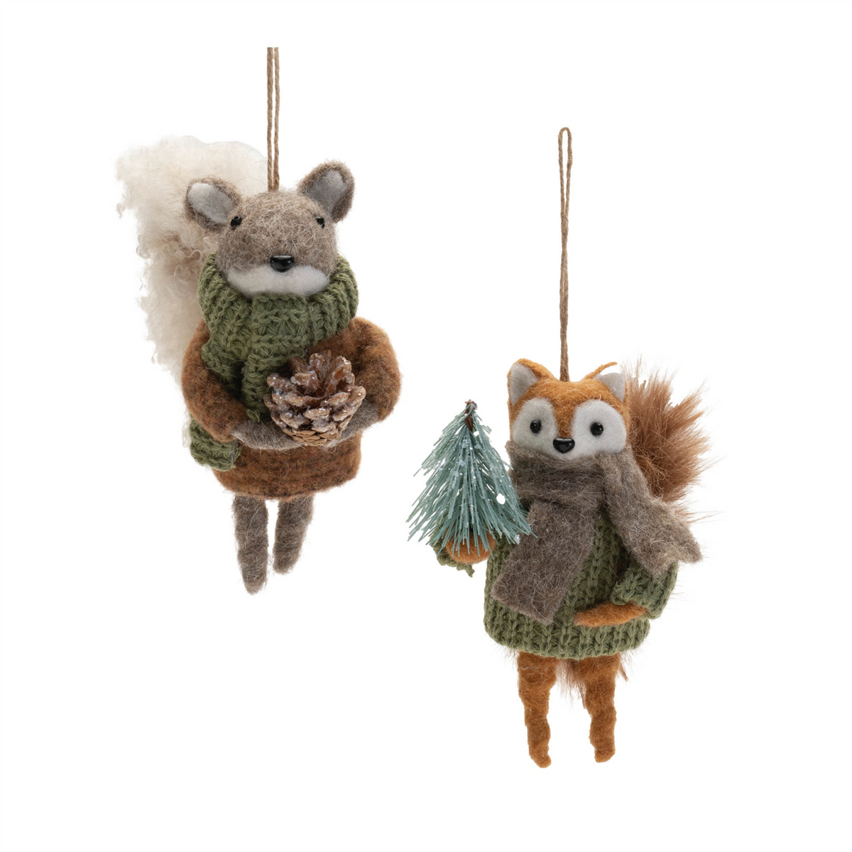 Felt Squirrel and Fox Ornament (Set of 12) -Ship Only