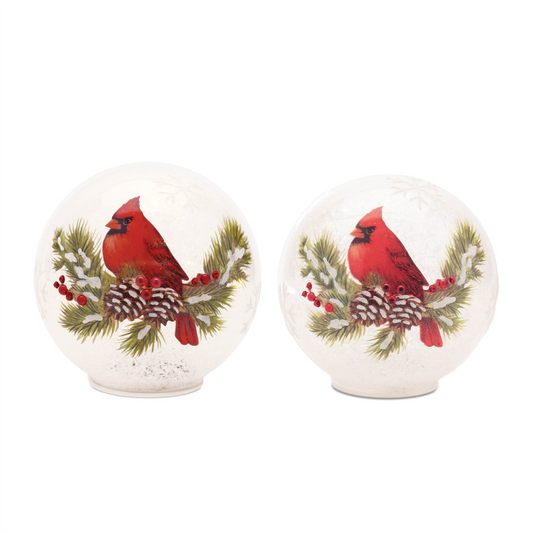 LED Cardinal Pine Globe (Set of 2) -Ship Only