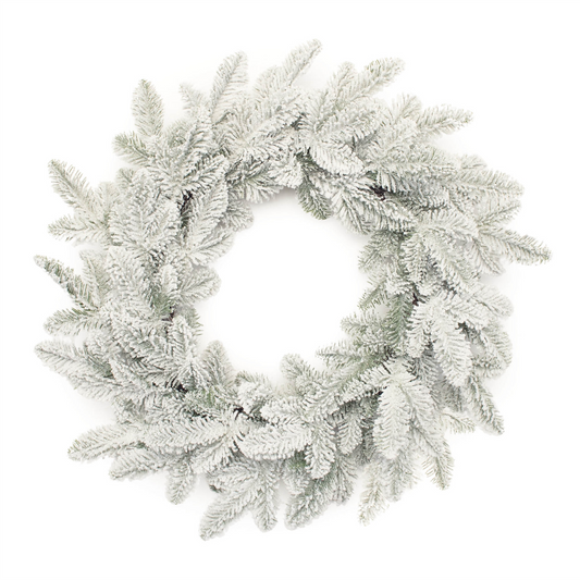 Snowy Flocked Pine Wreath 24"D -Ship Only