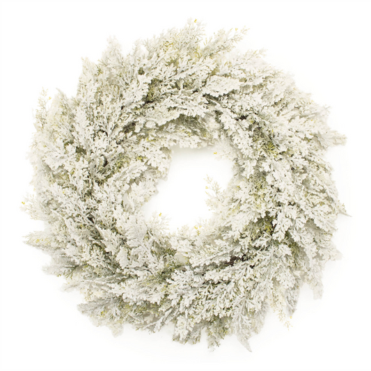 Snowy Flocked Pine Wreath 24"D -Ship Only