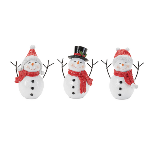 Holiday Snowman Figurine (Set of 3) -Ship Only