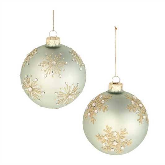 Ball Ornament (Set of 6) 4"D Glass -Ship Only