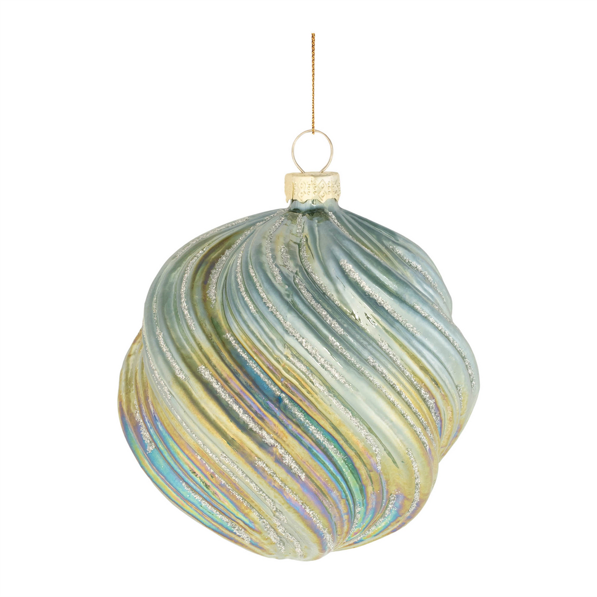 Green Iridescent Ball Ornaments (Set of 6) -Ship Only