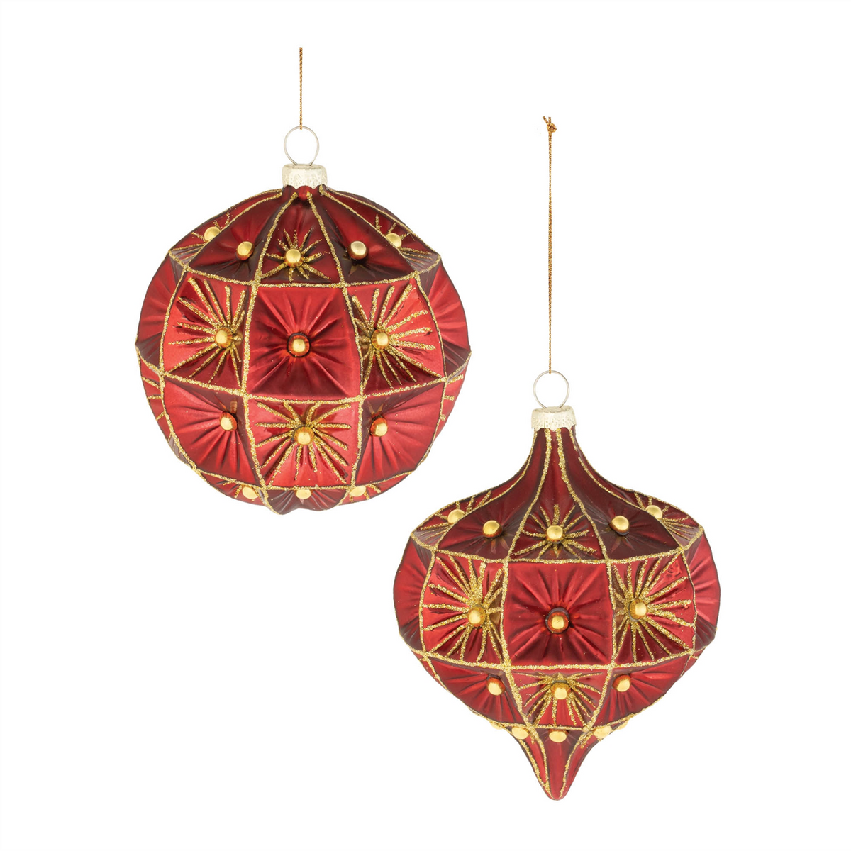 Ornament (Set of 6) 4"H, 4.5"H Glass -Ship Only