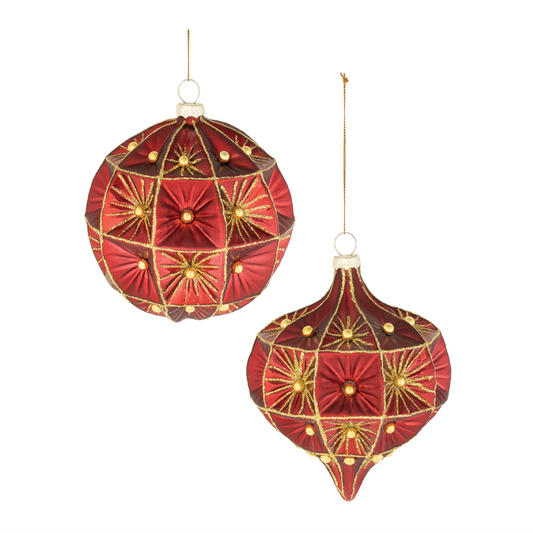 Ornament (Set of 6) 4"H, 4.5"H Glass -Ship Only