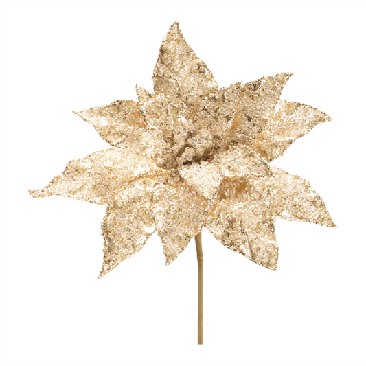 Beaded Poinsettia Flower Stem (Set of 6) -Ship Only