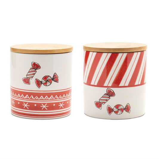 Candy Canister (Set of 4) 4.25"D x 4.75"H Ceramic -Ship Only