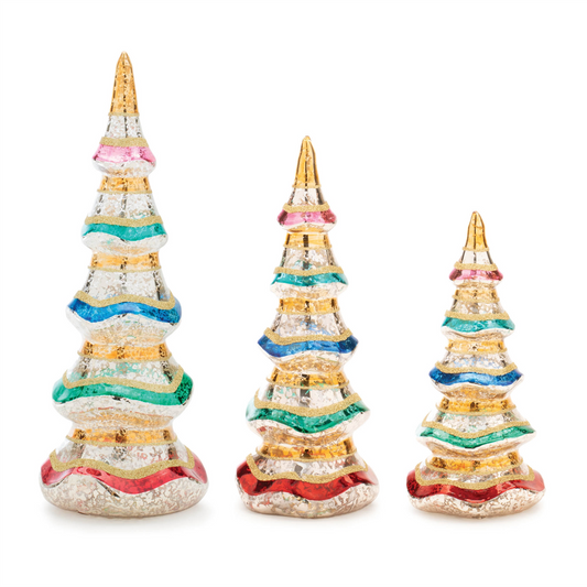 Multicolor Mercury Glass Pine Tree (Set of 3) -Ship Only