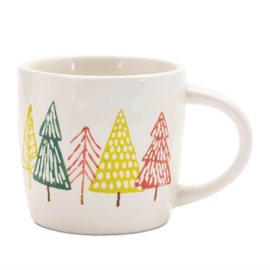Ceramic Pine Tree Print Mug (Set of 4) -Ship Only