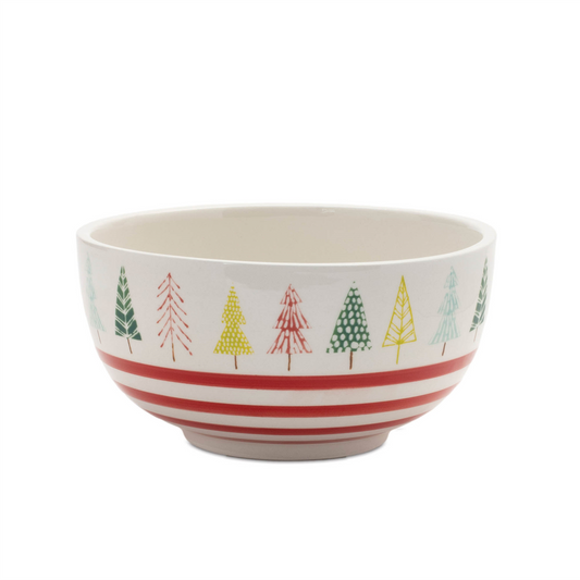 Ceramic Pine Tree Print Bowl (Set of 4) -Ship Only