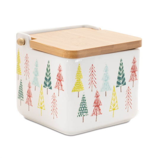Ceramic Pine Tree Print Box (Set of 2) -Ship Only