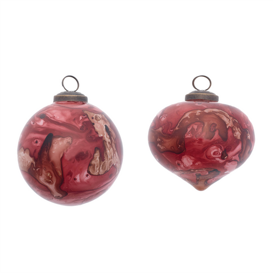 Ornament (Set of 6) 3"D , 4"H Glass -Ship Only