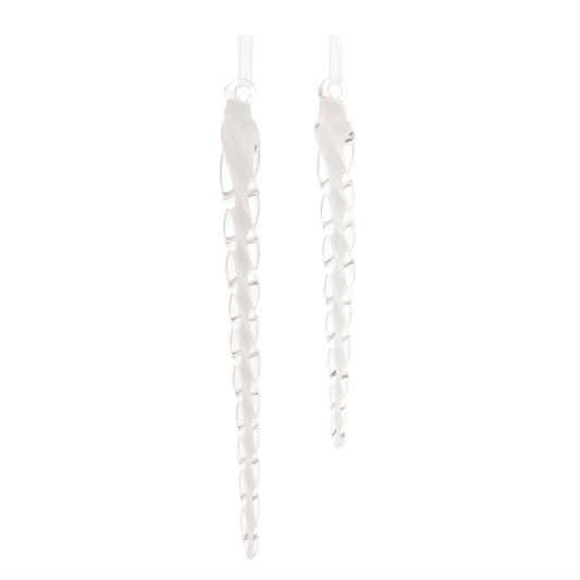 Icicle Ornament (Set of 12) 6.5"H, 8.5"H Glass -Ship Only