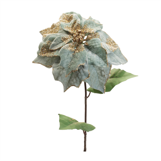 Glittered Poinsettia Flower Stem (Set of 6) -Ship Only